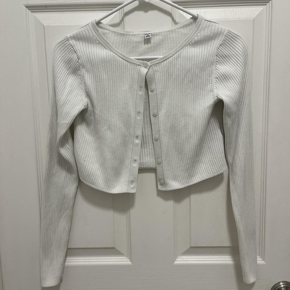 Uniqlo Cream Ribbed Cardigan